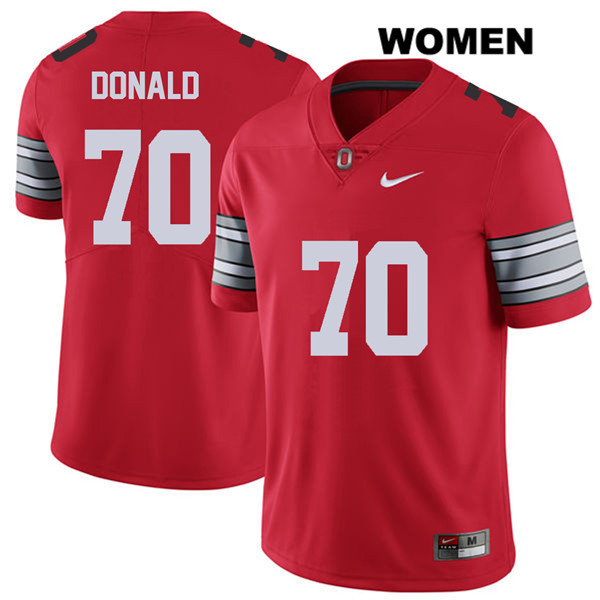 Ohio State Buckeyes Women's Noah Donald #70 Red Authentic Nike 2018 Spring Game College NCAA Stitched Football Jersey UE19X27NU